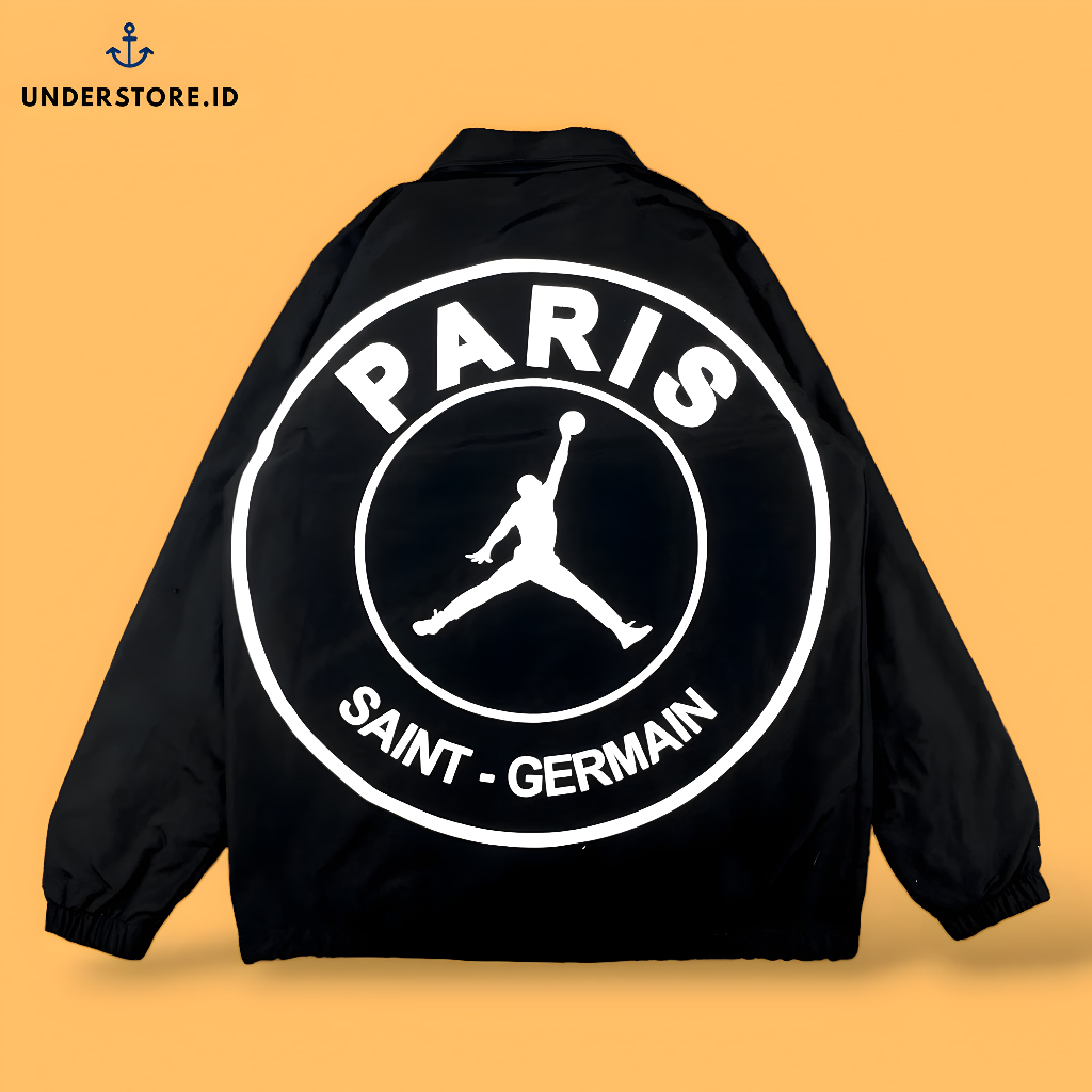 AIR JORDAN X PSG PARIS SAINT GERMAIN COACH JACKET JUMPMAN BLACK FULLTAG