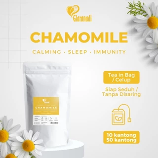 GLARANADI - Teh Bunga Chamomile Tea Bag untuk Insomnia & Mempermudah Tidur 10 Kantong 50 Kantong