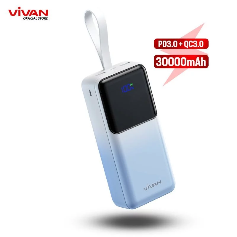 VIVAN Powerbank VPB-D30 30000mAh Fast Charging QC 3.0 PD 20W 2 Input & 3 Output - Garansi Resmi 18 Bulan