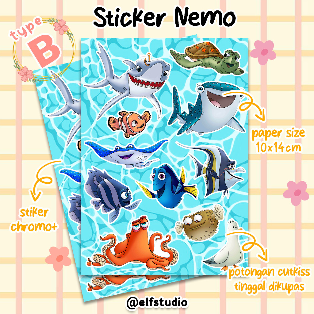 Jual Sticker Finding Nemo Disney Cartoon Stiker Dory Ikan Lucu Kartun ...