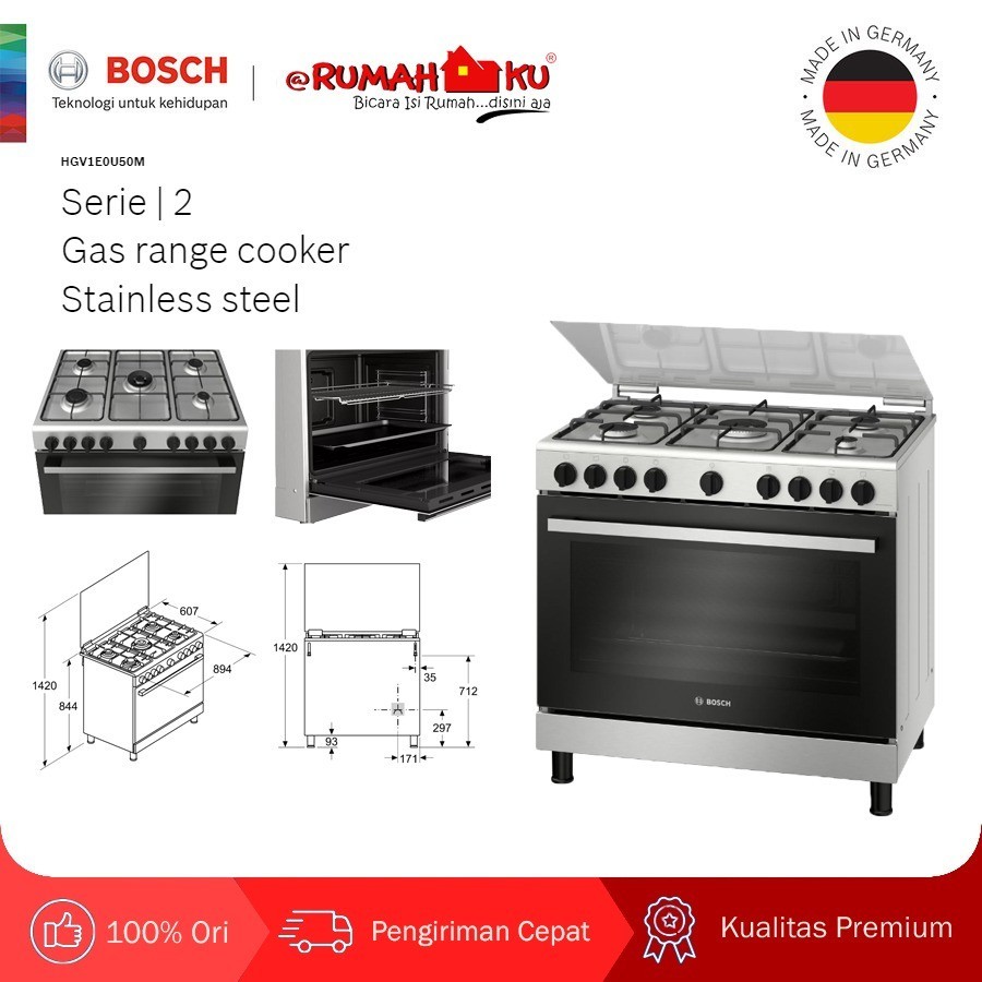 Jual BOSCH HGV1E0U50M FREESTANDING GAS COOKER Shopee Indonesia