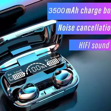 M10 Headset Bluetooth Full Bass Stereo 3500mAh Power Bank Wireless Earphone Tahan Air TWS