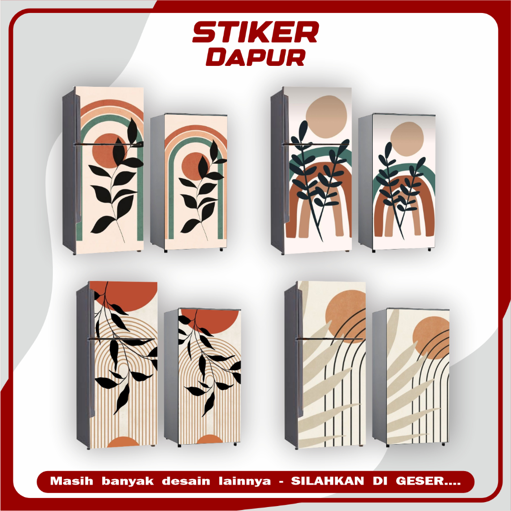 Jual Stiker Sticker Kulkas 1 dan 2 Pintu Motif Estetik Cream Coklat ...