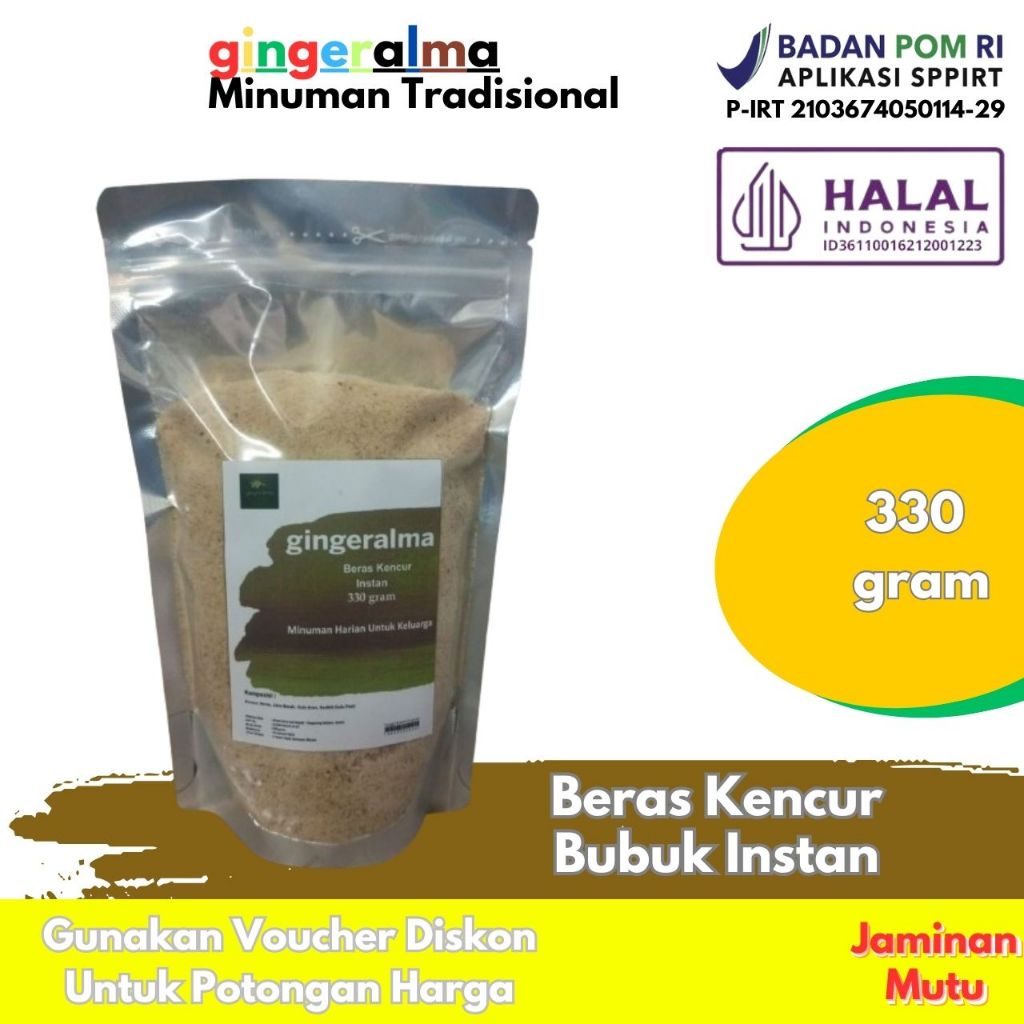 Jual Beras Kencur Bubuk Instan 330 Gram Gingeralma | Shopee Indonesia