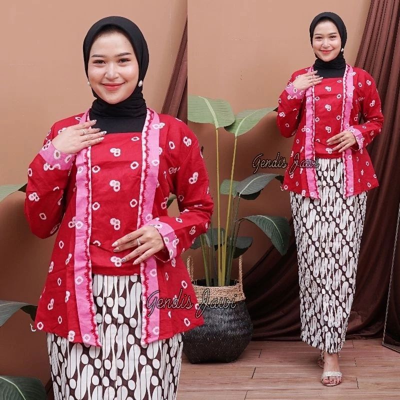 Jual Kebaya Batik Jumputan Kutubaru Ready Size M L Xl Xxl Kebaya Dewasa