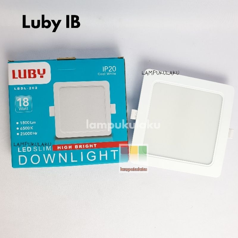 Jual Downlight LED Inbow Luby 18W kotak cahaya kuning dan putih ...
