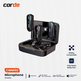 CORDE Wireless Microphone 2 In 1 Clip On Mic Portable For Creators Vlog Podcast CWM102