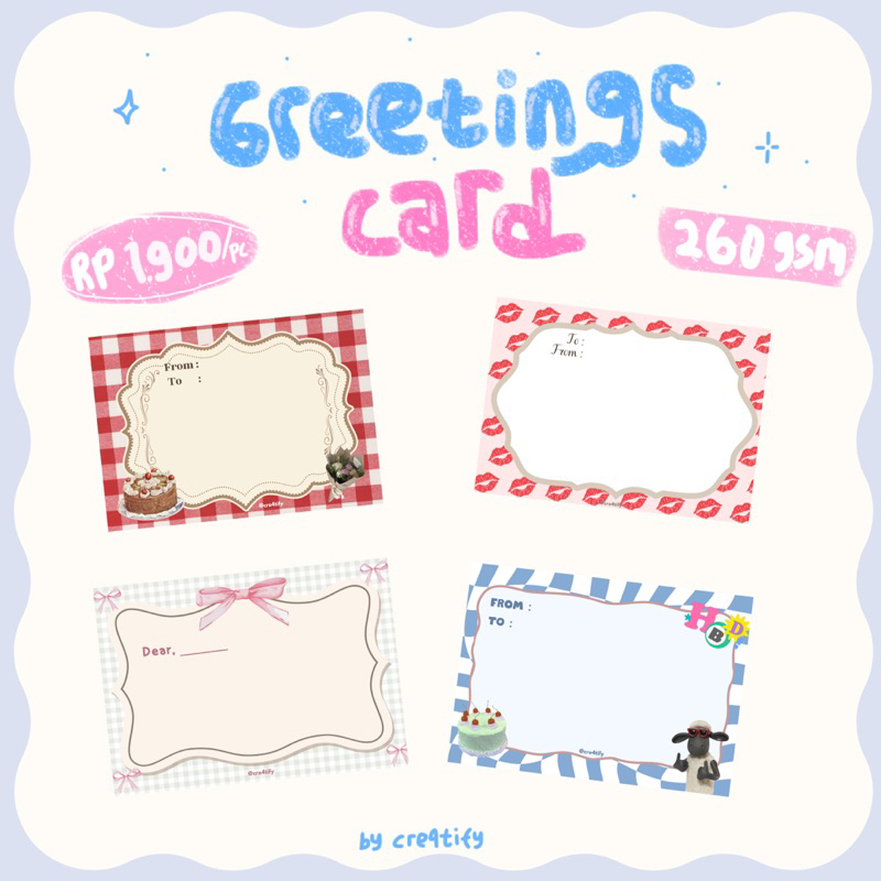 Jual Greetings card kartu ucapan aesthetic lucu unik kado hampers ulang