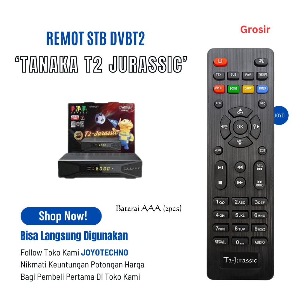 Jual Remote STB DVBT2 Tanaka T2 Jurassic Original Set Top Box Tanaka ...