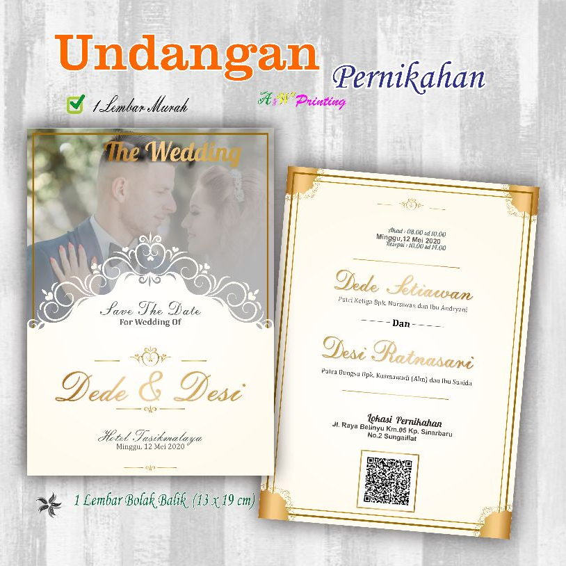 Jual Undangan Pernikahan Pakai Foto 1 Lembar Murah, Minimalis | Shopee ...