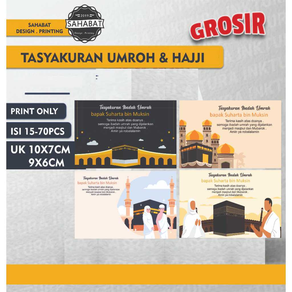 Jual (isi 15-70pcs) Sticker & kartu Tasyakuran umroh & Tasyakuran haji ...