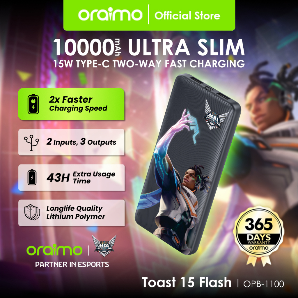 Jual Oraimo Powerbank x MPL Mobile Legends Toast 15 Flash Real Capacity ...