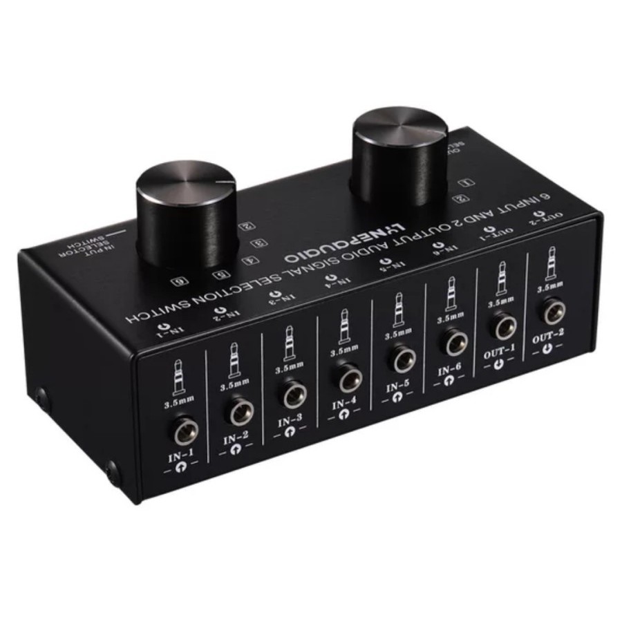 Jual LINEP B027 6-in to 2-out Audio Switcher 2-Way Audio Selector 3.5mm ...