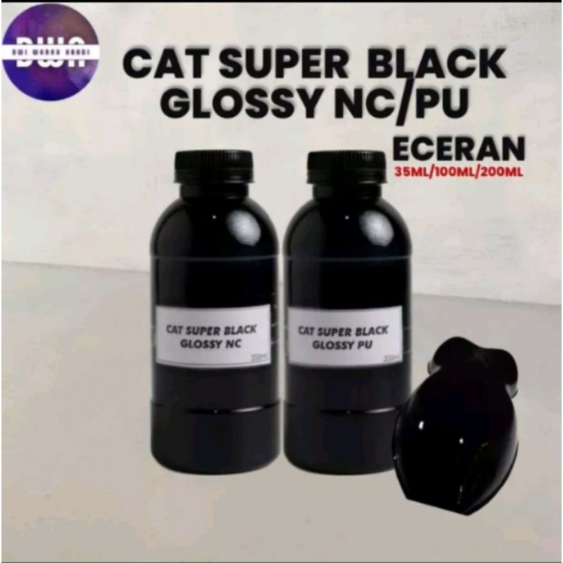 Jual Cat Super Black Glossy PU NC 100ml 200ml/Cat Hitam pu nc | Shopee ...