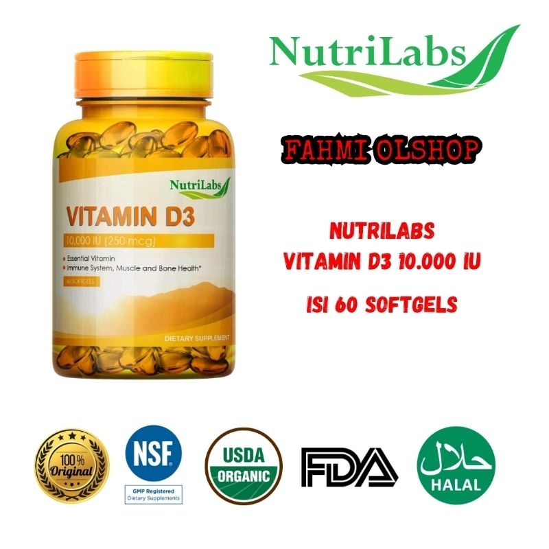 Jual Nutrilabs Vitamin D3 10.000 IU isi 60 Softgels ORIGINAL 100% ...