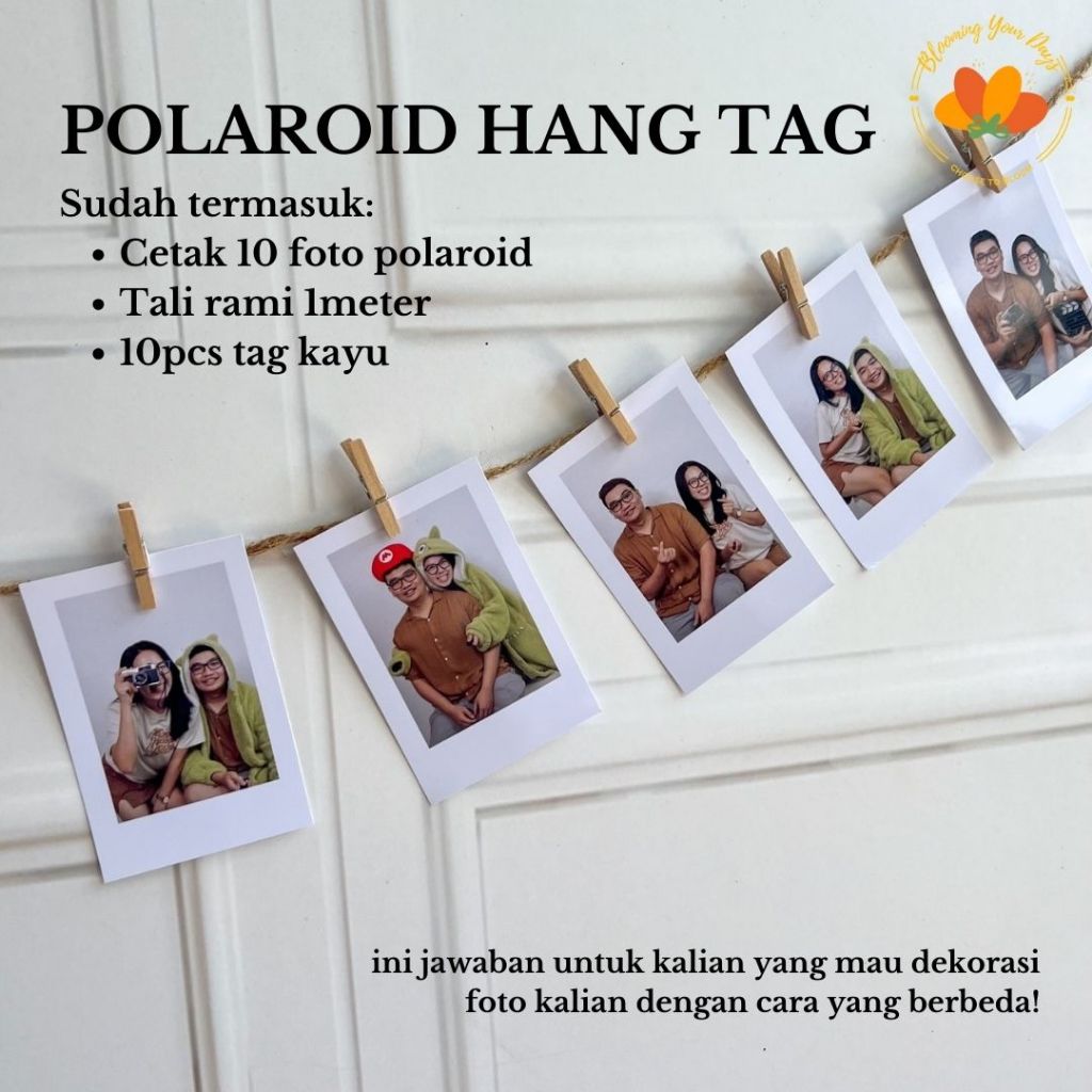 Jual cetak foto Klip polaroid wooden clip polaroid set tali rami set