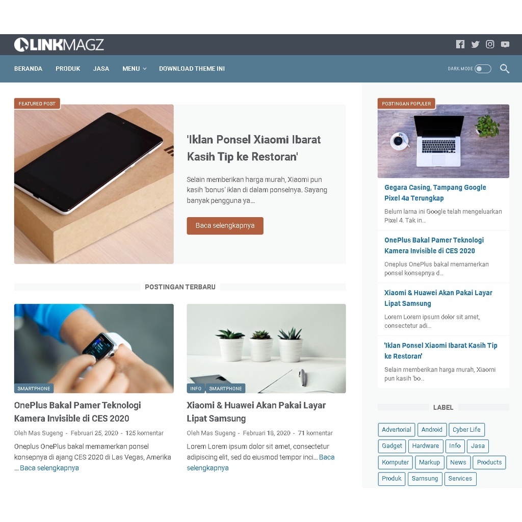 Jual Template Blogger LinkMagz Portal Website | Shopee Indonesia