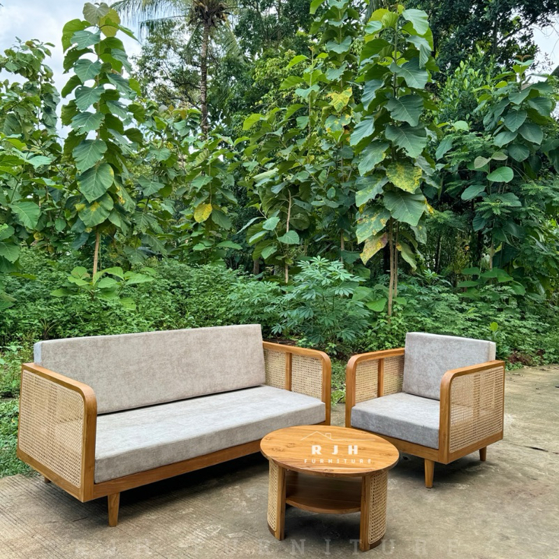 Jual Sofa Minimalis Kombinasi Rotan Kursi Sofa Kayu Jati Sofa Bed