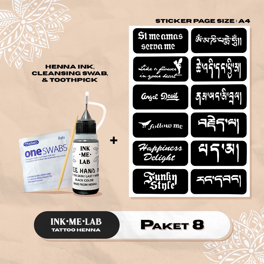 Jual Henna Tattoo Kit Tato Halal Sticker Template Temporary Tattoo