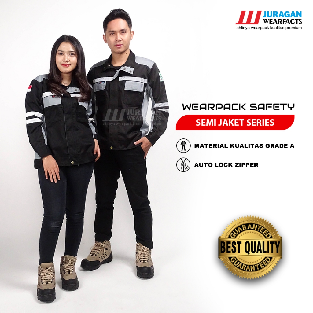 Jual Juragan Wearfacts Wearpack Kerja Model Semijaket Warna Hitam Kombinasi Abu Shopee Indonesia