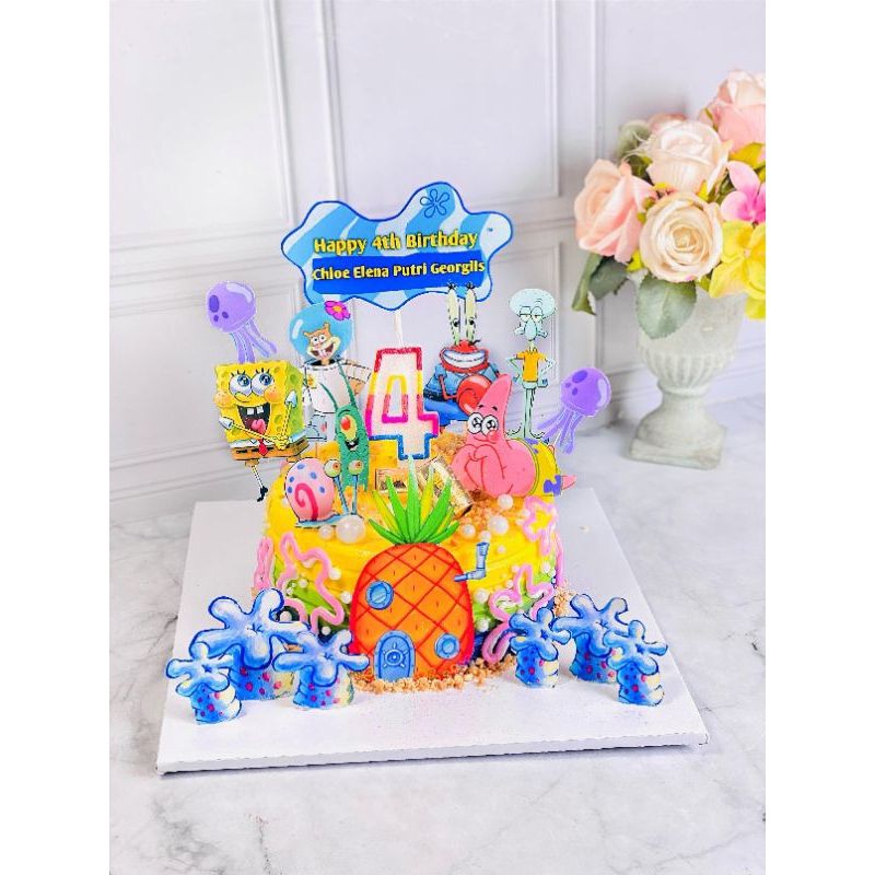 Jual kue ulang tahun birthday Spongebob Squarepants topper | Shopee