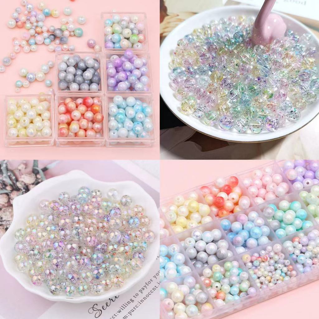 Jual ISI 30pcs Akrilik 10mm Manik-Manik Bundar Payet Manik-Manik Lubang ...
