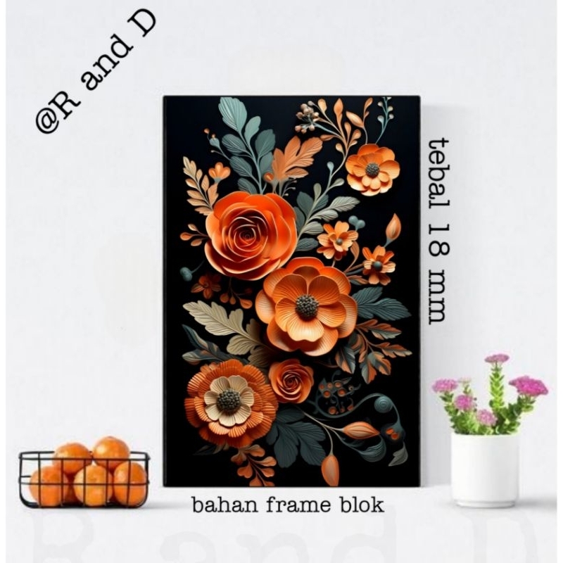 Jual Hiasan dinding poster gambar bunga mawar ukuran 20x29 bingkai kayu ...