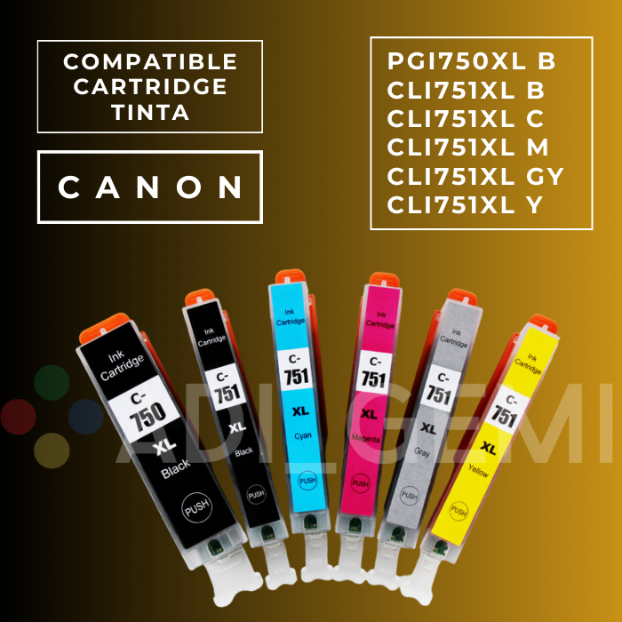 Jual Compatible Tinta Cartridge Canon PGI750 XL B=23ml CLI751 XL BCMY ...