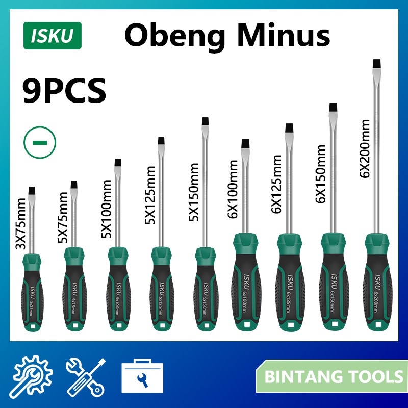 Jual ISKU Obeng Magnet Plus Minus Set 9pcs | Shopee Indonesia