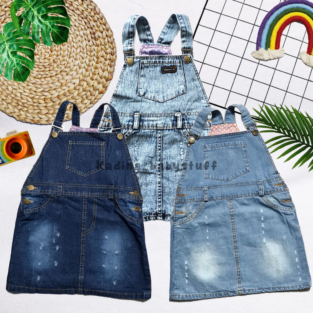 Jual OVERALL ROK JEANS ANAK / overall ripped jeans anak / baju kodok ...