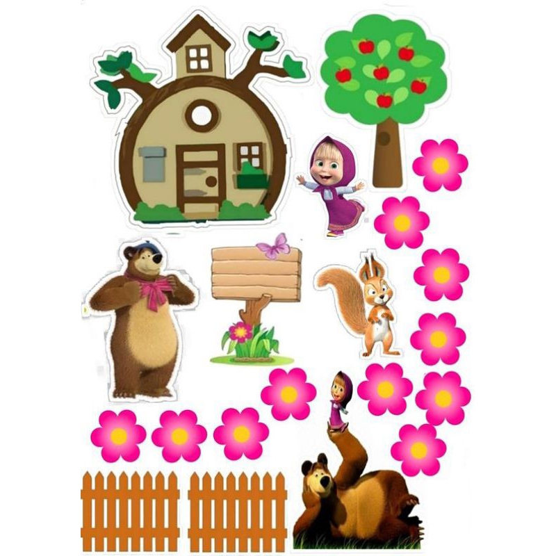 Jual Cetak Topper Masha And The Bear, Topper Kue Ultah Murah | Shopee