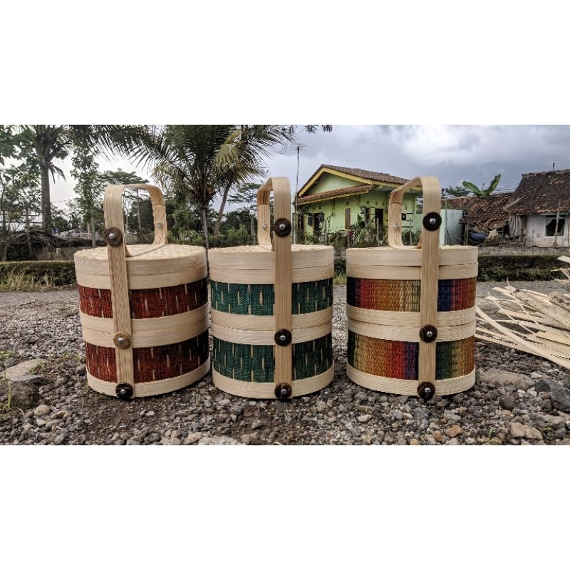 Jual rantang/hampers bambu susun uk 20cm anyaman mendong | Shopee Indonesia