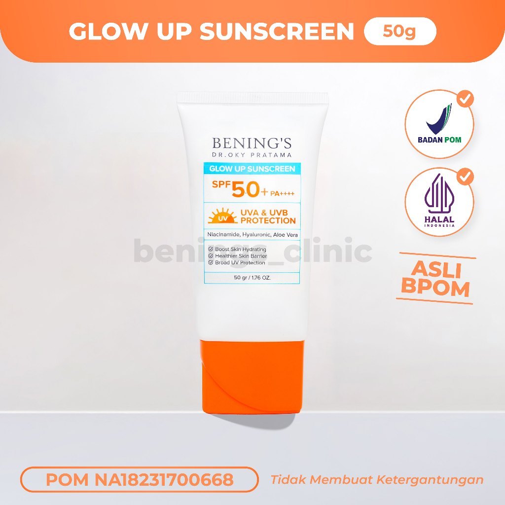 Jual Sunscreen GLOW UP SPF 50 PA++ by Benings Skincare Dr Oky Pratama ...