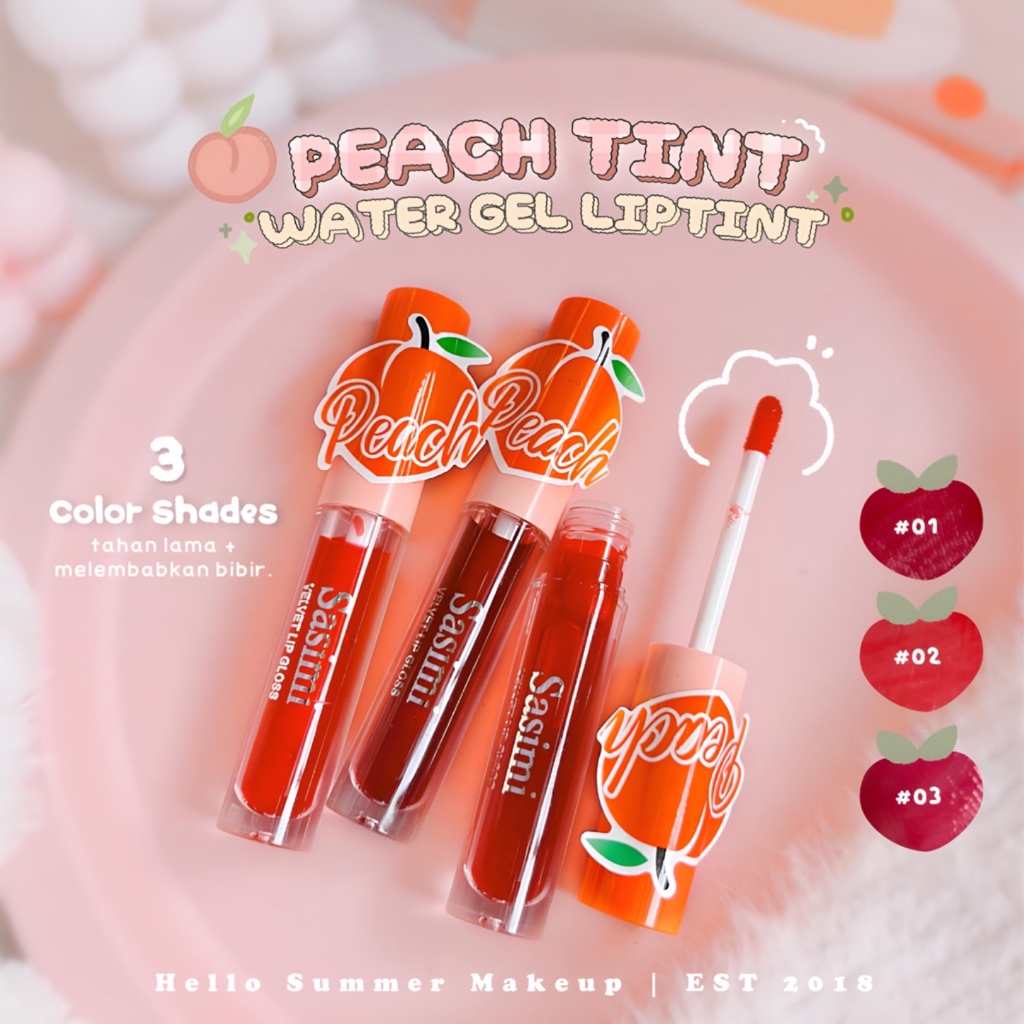 Jual PEACH TINT Velvet Water Gel Lip Tint Lip Stain Korean Makeup Longlasting Tahan Lama Sasimi