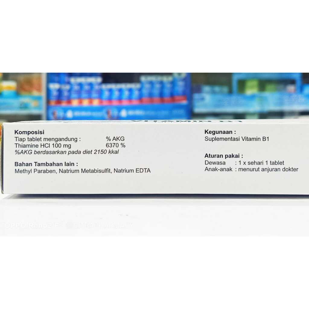 Jual VITAMIN B1 100MG NOVAPHARIN (1 KOTAK ISI @100 TABLET) - MEMELIHARA ...