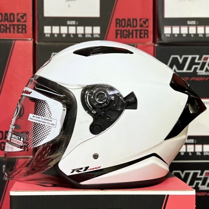 Jual HELM NHK R1 Max solid White Doble Visor | Shopee Indonesia