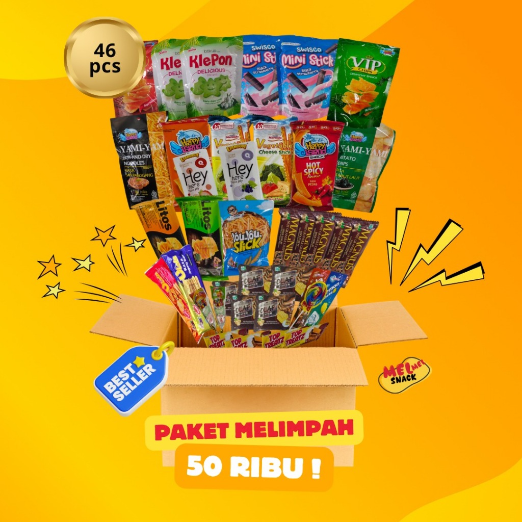 Jual PAKET SNACK JAJANAN MELIMPAH 46 pcs | Shopee Indonesia