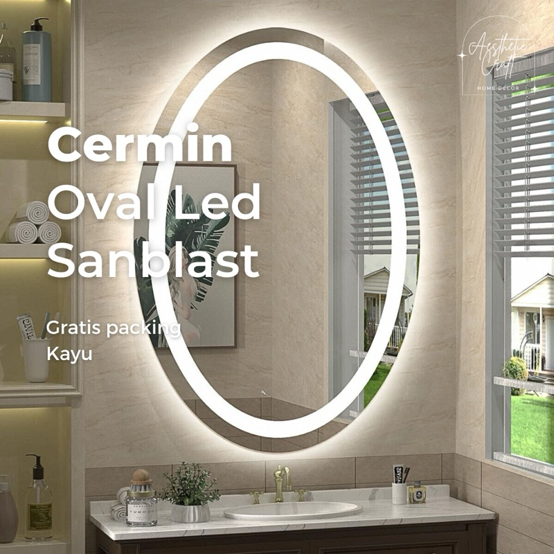 Jual Cermin Led Oval Tombol Touchscreen Dekorasi Dinding Cermin Kaca ...
