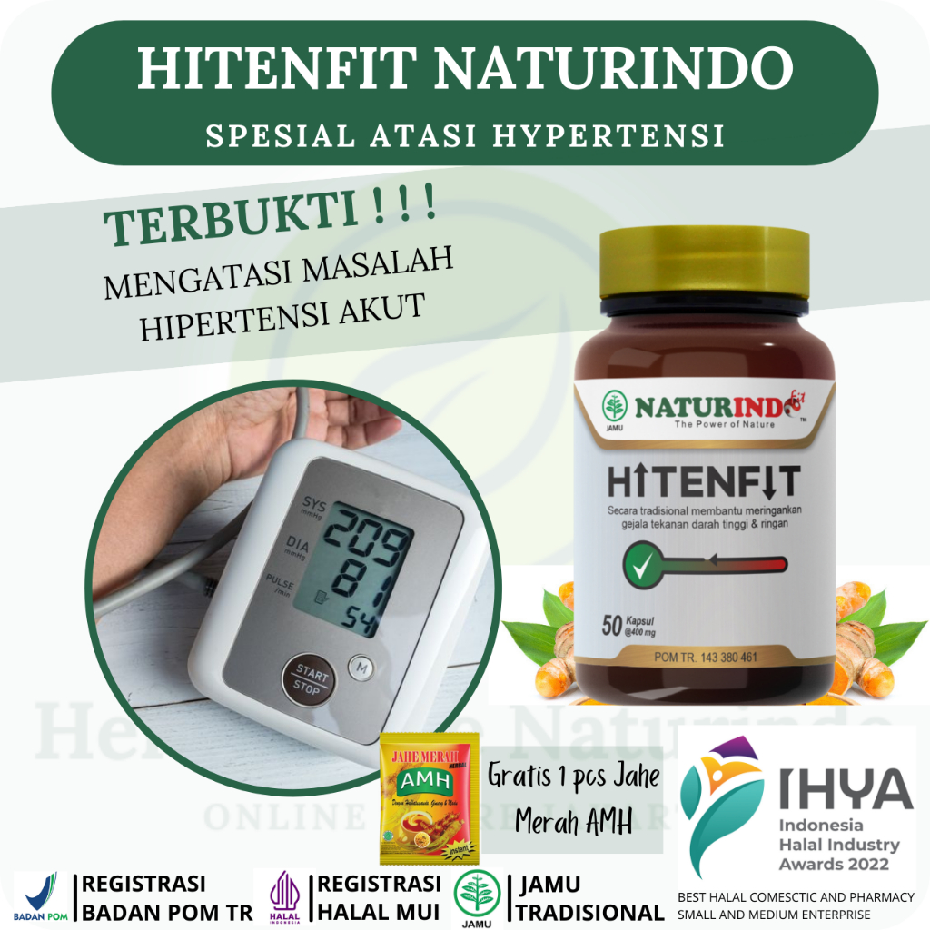 Jual Obat Herbal Hipertensi Obat Hipertensi Darah | Naturindo HITENFIT ...
