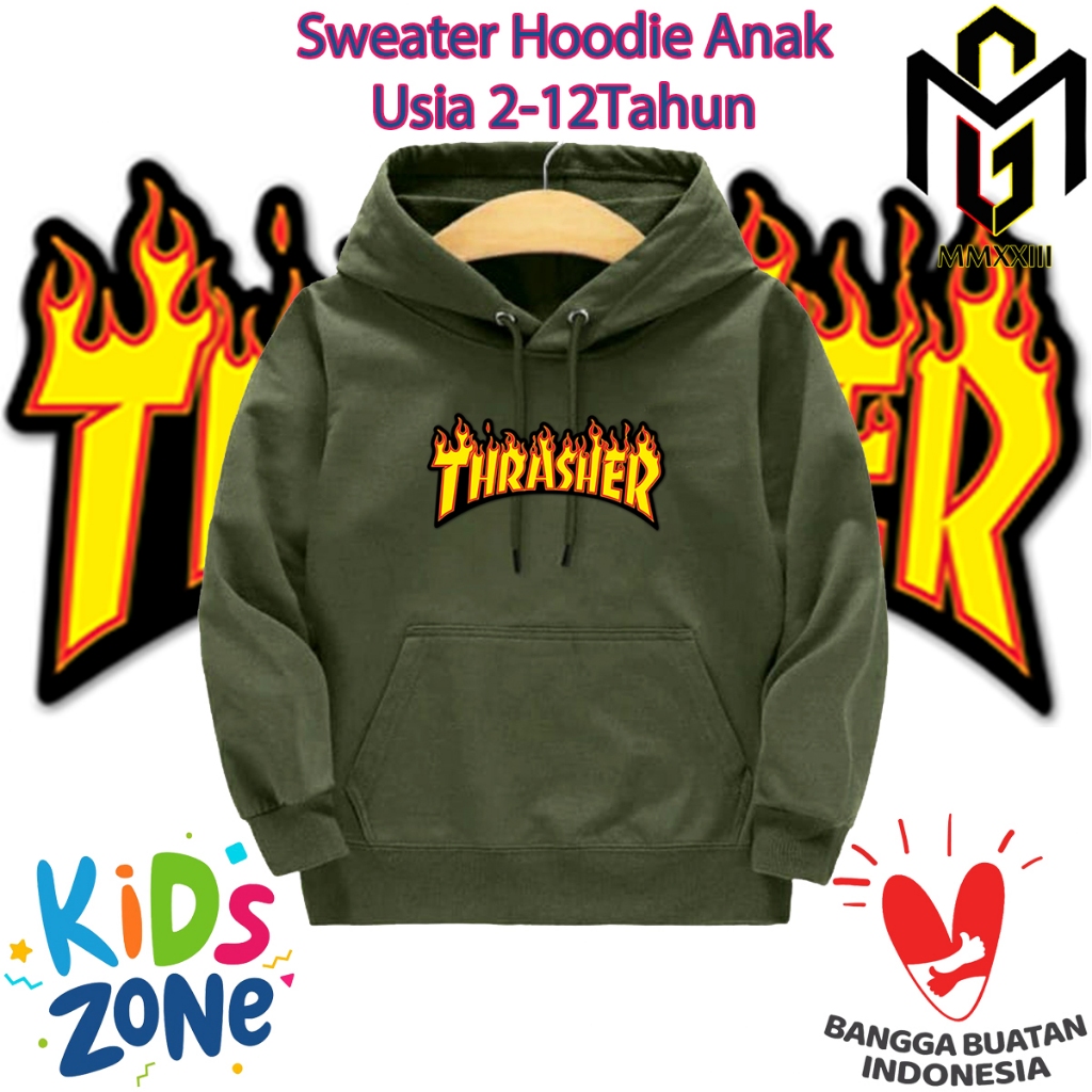 Jual Jaket Hoodie Sweater Thrasher Anak Laki Laki Perempuan Usia 2 12Tahun Shopee Indonesia