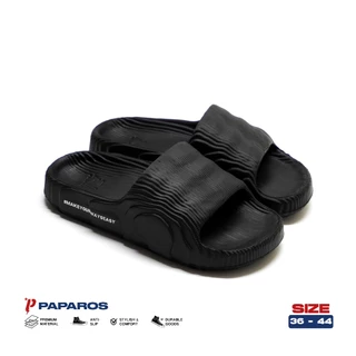 Paparos Footwear Sandal Pria Wanita Karet Jelly Sendal Flat Selop Rumah Slipper Sepatu Sendal Black