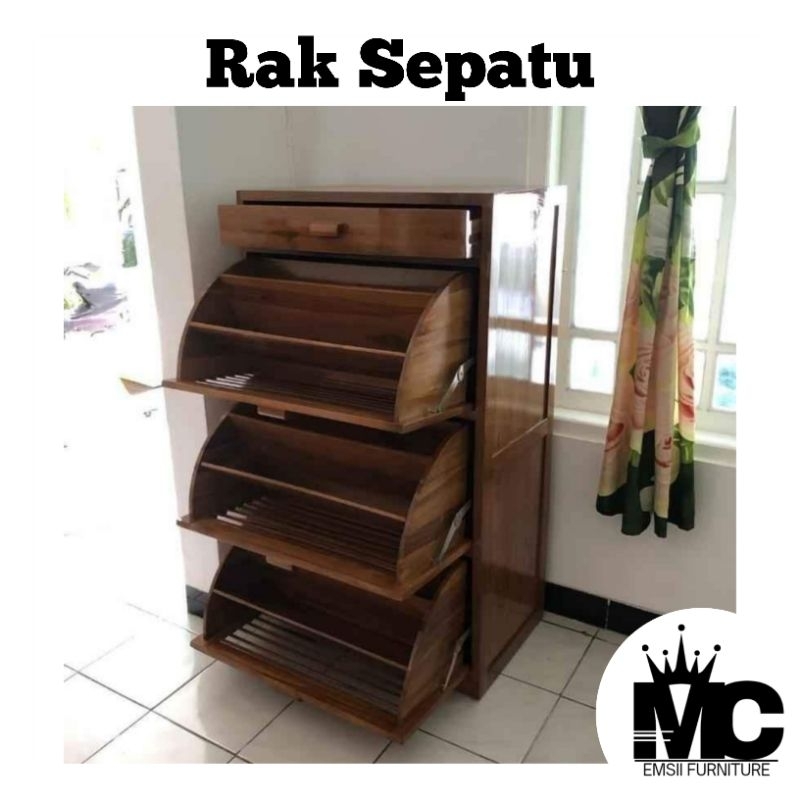 Jual Rak Sepatu Kayu Rak Sepatu Susun Tertutup Rak Sepatu Susun Rak