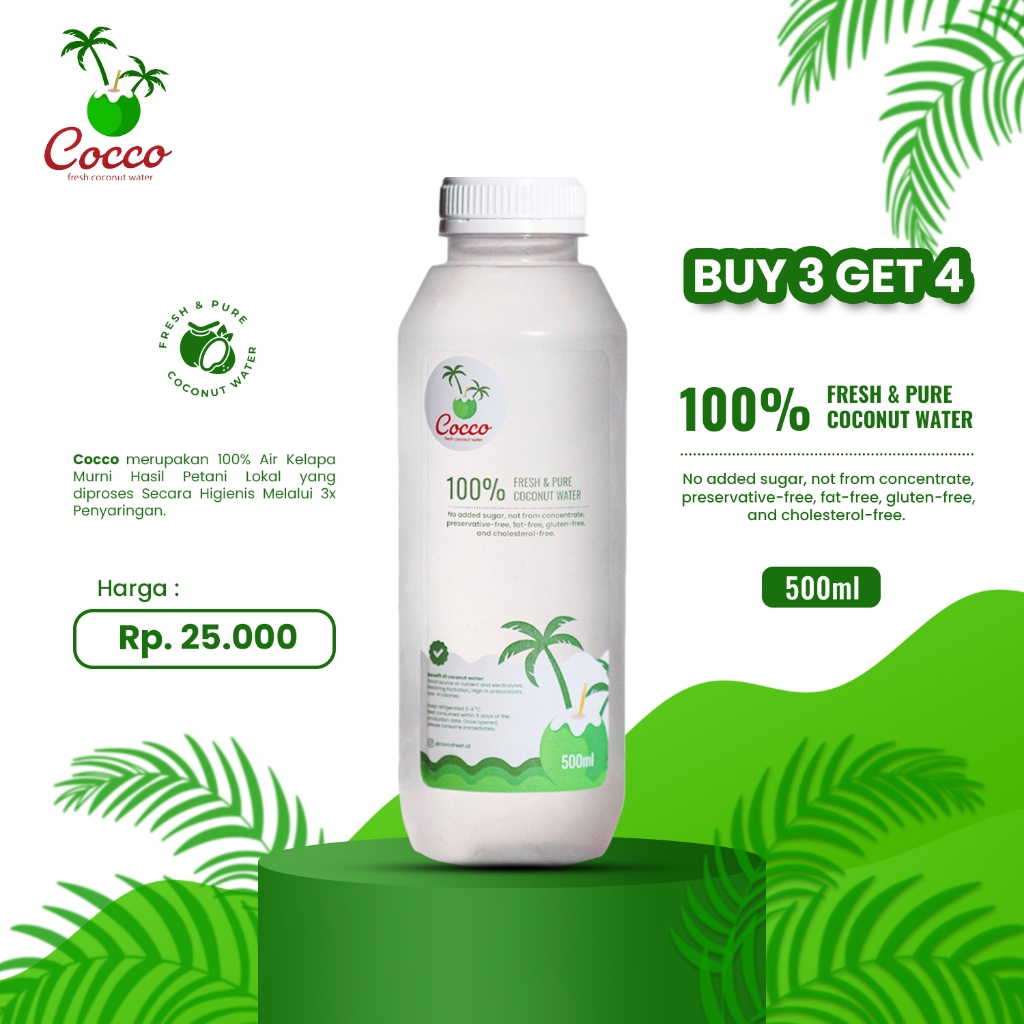 Jual 1 Botol Cocco Fresh Air Kelapa Muda Murni 500Ml | Shopee Indonesia