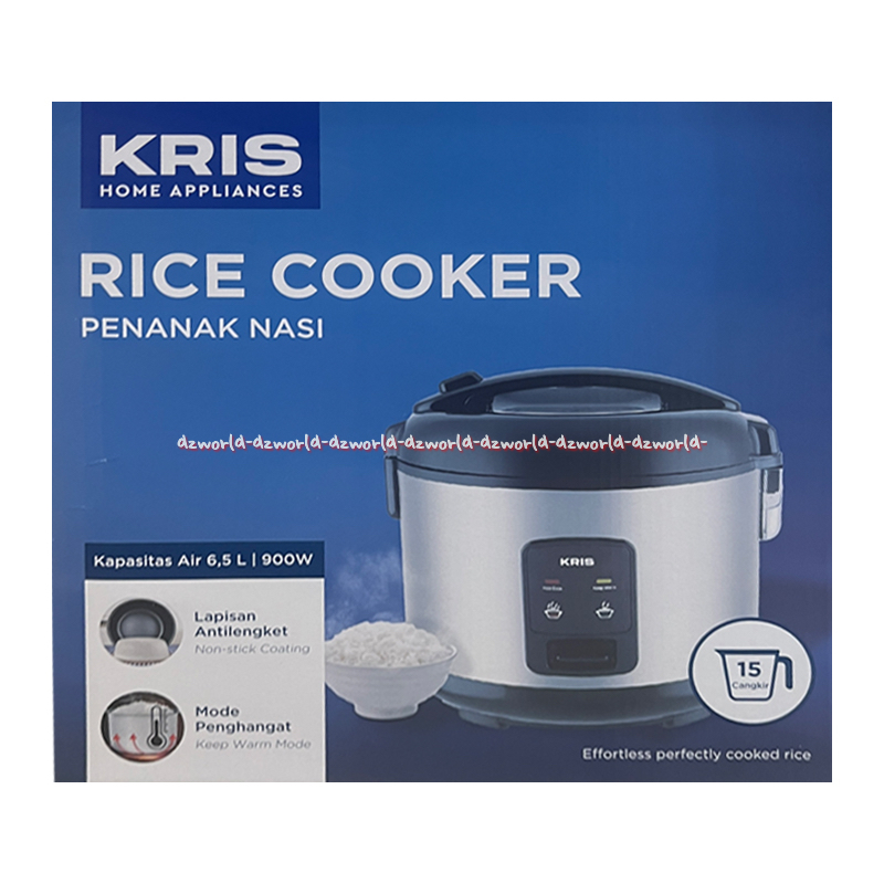 Jual Kris Rice Cooker 6.5L Penanak Nasi Memasak Menghangatkan Nasi 6.5Liter Krisbow Warna Silver
