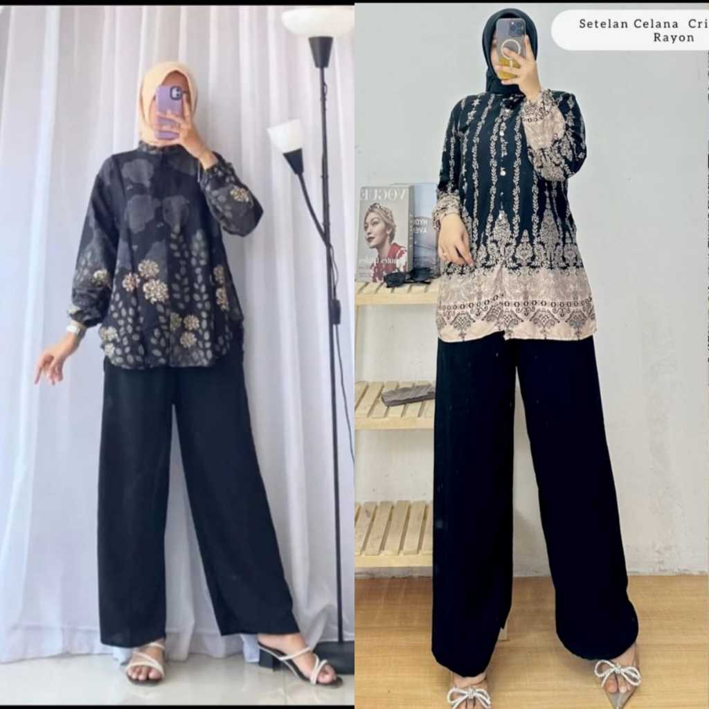 Jual ONE SET BATIK PREMIUM SETELAN BAJU WANITA CRINCLE | Shopee Indonesia