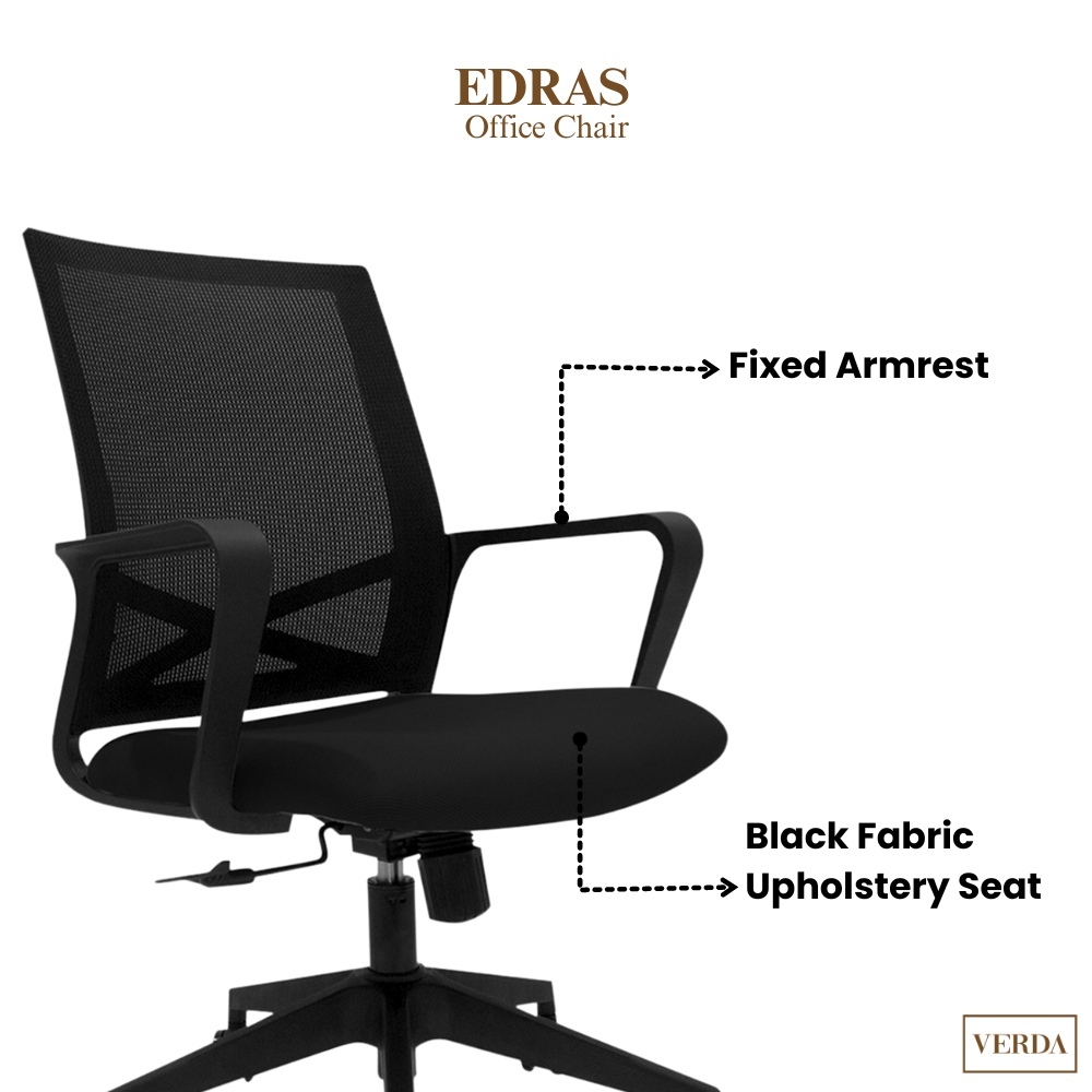 Jual Kursi Kantor Verda Edras Black Office Chair / Kursi Kerja ...