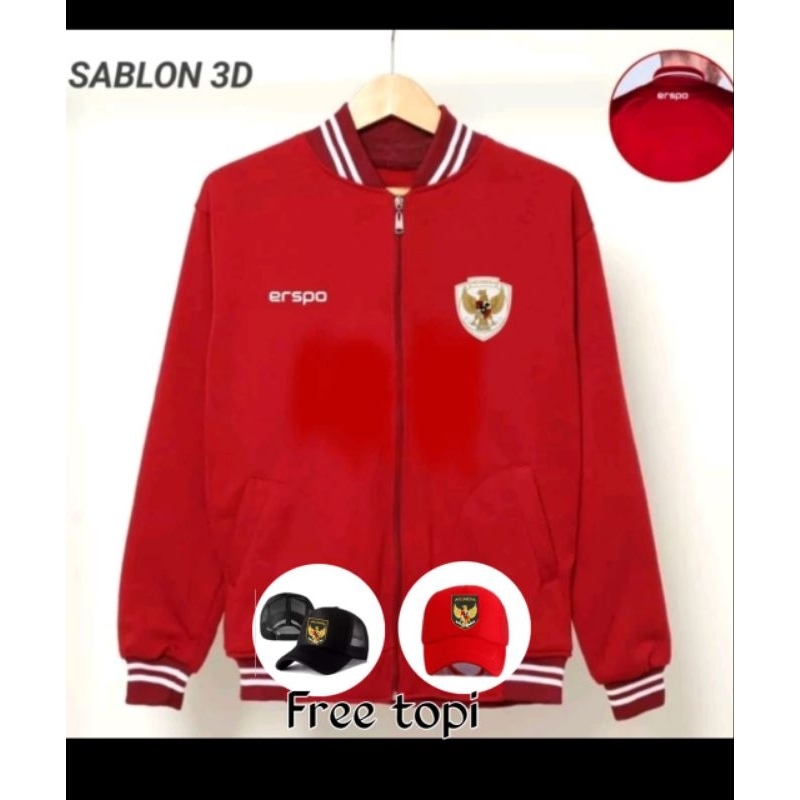 Jual Jaket Varsity Jippr Timnas Indonesia Cotton Flecee Tebal Bebas