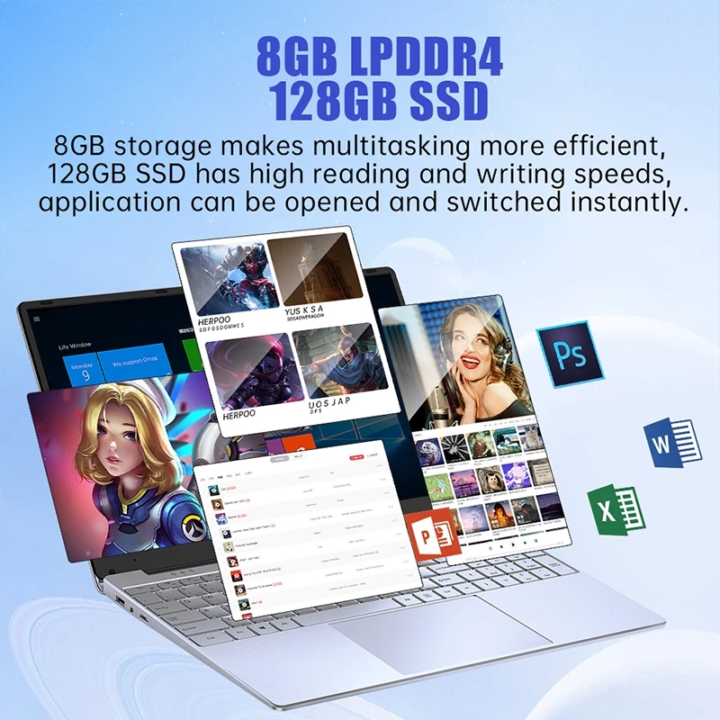 Amoli laptop baru asli 15,6‘’ layar ips hd intel j4125 ram 12gb