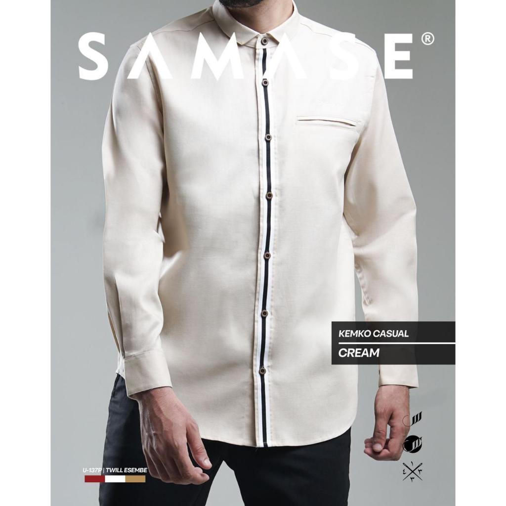 Jual Samase Kemko - Kemeja Koko Casual Line Lengan Panjang U137P Twill ...