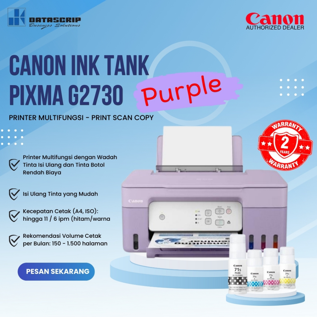 Jual Canon Ink Tank PIXMA G2730 Purple (Print - Scan - Copy) | Shopee ...